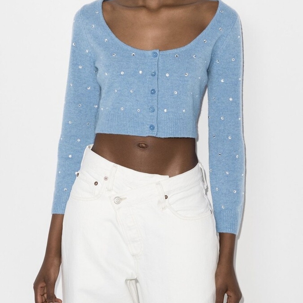 Reformation Natalia Nathalia Embellished Cardigan Blue XS NWOT wool